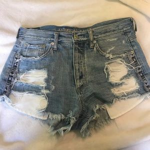 Distressed Vintage High Rise Festival Jean Shorts